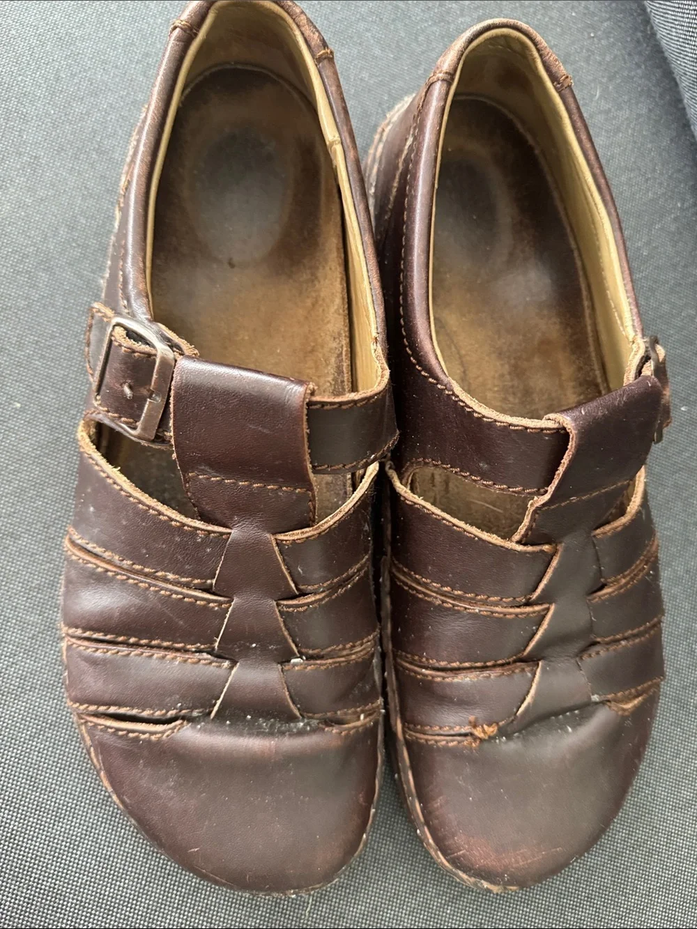 Birkenstock Footprints Madeira Brown Leather Fisherman Sandals Sz 12 Academia
